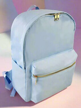 Baby Blue Backpack | Nylon School Bag | Preppy Girls Backpack